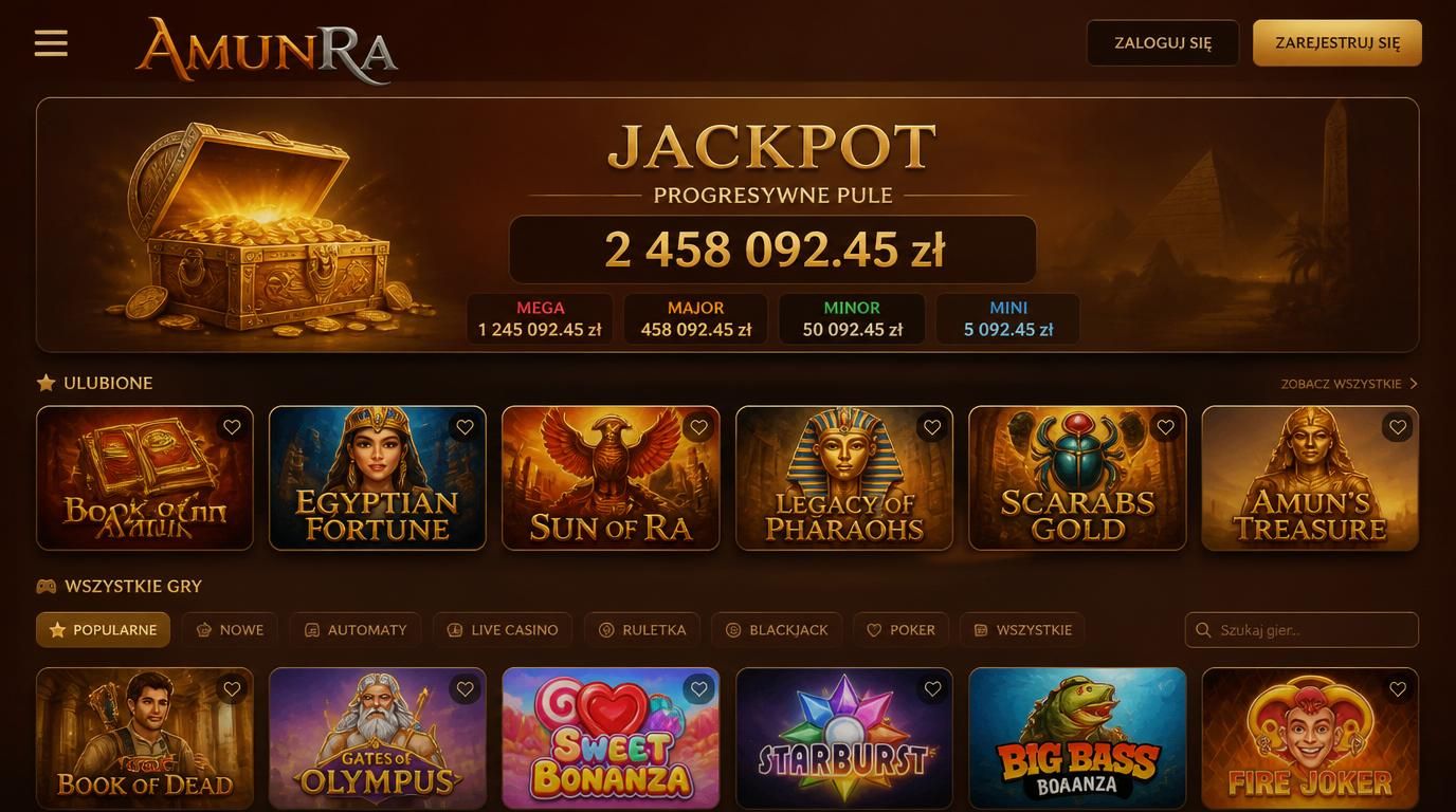 Widok jackpotów i menu aplikacji mobilnej